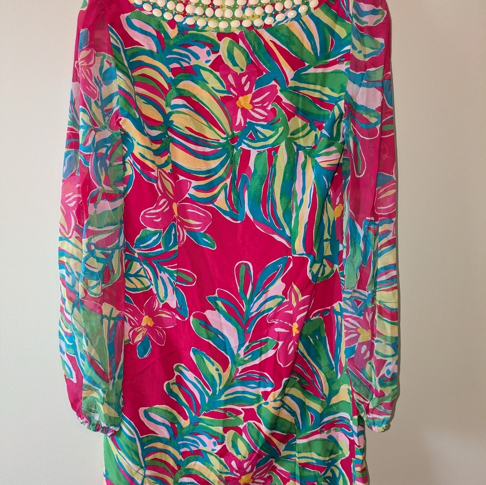 Lilly Pulitzer Pink and Green Embellished Dress - Picture 3 of 4